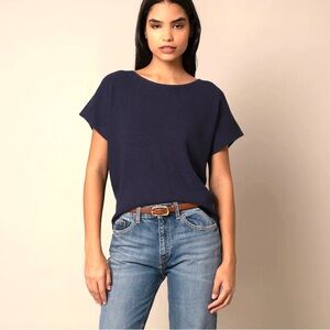Cyrus Black Short Sleeve Waffle Dolman